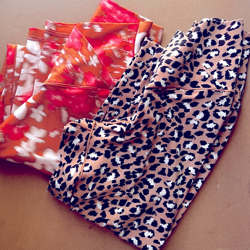Leopard and Floral Print bundle (2) leggings Offline Aerie High Rise